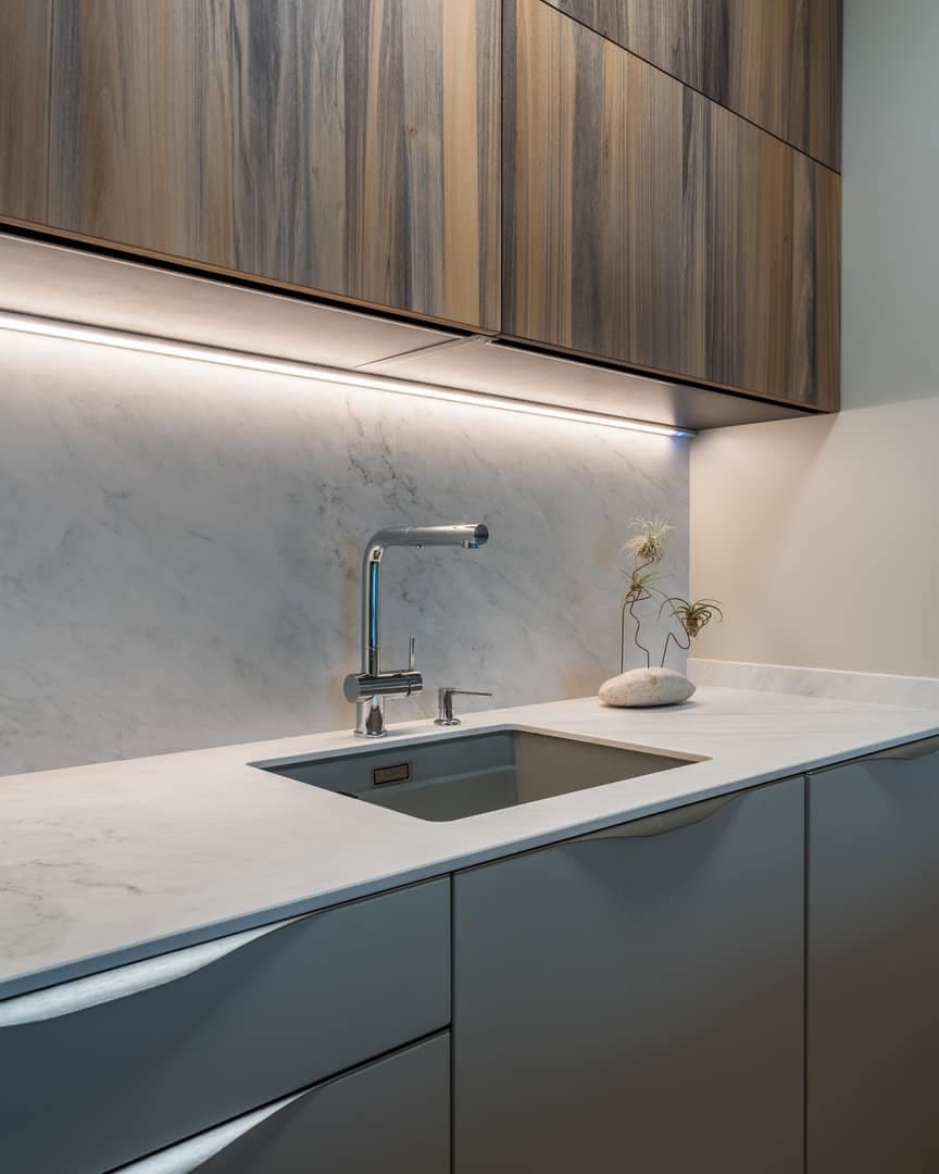 Cocina con barra de madera de roble natural · vista 3